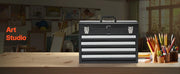 Charger l'image dans la visionneuse de galerie, SucceBuy Boîte à outils en métal portable de 52 cm, 4 tiroirs, coffre à outils verrouillable multifonction pour atelier
