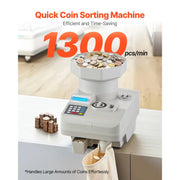 Load image into Gallery viewer, SucceBuy Professional Coin Sorter Wrapper with LED Display Automatic All-Coin Sorting Device - AMOCART
