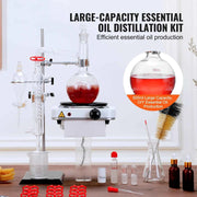 Bild in Galerie-Viewer laden, SucceBuy Essential Oil Distillation Kit 500ml 2L Distillation Apparatus 3.3 Boro Lab Glassware Distillation Kit w/ Heat Plate
