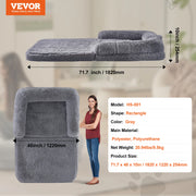 Charger l'image dans la visionneuse de galerie, SucceBuy Human Dog Bed Human Dog Bed for Adult Human Size Dog Bed with Washable Faux Rabbit Fur Cover Egg Orthopedic Foam Grey
