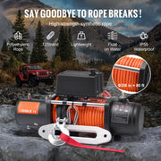 Load image into Gallery viewer, SucceBuy 13500lbs Electric Winch Car Truck Winch with 80ft Synthetic Rope Wireless &amp; Wired Remote Control for Towing Off-Road
