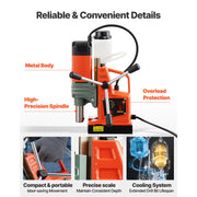 Load image into Gallery viewer, Amocart Magnetic Drill Press Portable Mag Drill Press Adjustable Speed for Metal Surface Industrial and Home Improvement Orange
