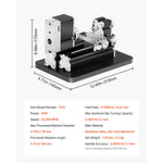 Amocart 2.76x5.12 in Mini Metal Lathe Machine 36W 20,000 RPM Speed + 3-jaw Chuck Aluminum Alloy for Processing Precision Parts