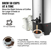 Load image into Gallery viewer, SucceBuy 50 Cups Commercial Coffee Urn Stainless Steel Large Coffee Dispenser 1000W Electric Coffee Maker Urn For Quick Brewing
