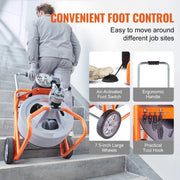 Load image into Gallery viewer, Amocart Drain Cleaner Machine 75FT/100FT 1/2 Inch Auto Feed Sewer Snake Drain Auger with Wheels Portable Drain Cleaning Machine
