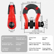 Load image into Gallery viewer, Amocart 2pcs 3/4" D-Ring Shackle U-Hook Loop Shackles with 7/8" Pin Isolators &amp; Washers for Jeep Off Road Vehicle Recovery
