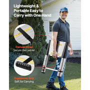 Load image into Gallery viewer, SucceBuy 12.5ft Telescoping Ladder One-Touch Retraction Ladder 330LBS Max Capacity with Non-Slip Feet for Home Outdoor Work Loft - AMOCART
