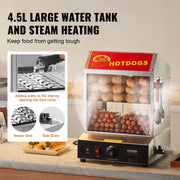 Load image into Gallery viewer, SucceBuy 27/37L 2Tiers Hot Dog Steamer with Temperature Control Stainless Steel Electric Bun Warmer for Hot Dogs&amp;Buns for Cinema

