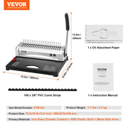 Load image into Gallery viewer, SucceBuy Binding Machine Comb Binding Machine 21Holes Binding 450 Sheets Book Binder Machine with 100 PCS 3/8'' Comb Binding Spines
