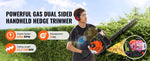 Amocart 23.2-inch 26CC 2 Cycle Gas Hedge Trimmer Gas Powered Handheld Hedge Trimmer 180° Adjustable for Trimming Shrubs Bushes