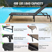 Bild in Galerie-Viewer laden, SucceBuy Chaise Lounge Chair Outdoor Aluminum Patio LoungeFolding Pool Lounge Recliner Full Flat for Patio Beach Pool Dark Grey

