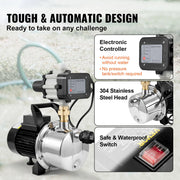 Bild in Galerie-Viewer laden, Amocart Shallow Well Pump Portable Sprinkler Booster Jet Pumps, Automatic Controller for Garden Lawn Irrigation Water Transfer
