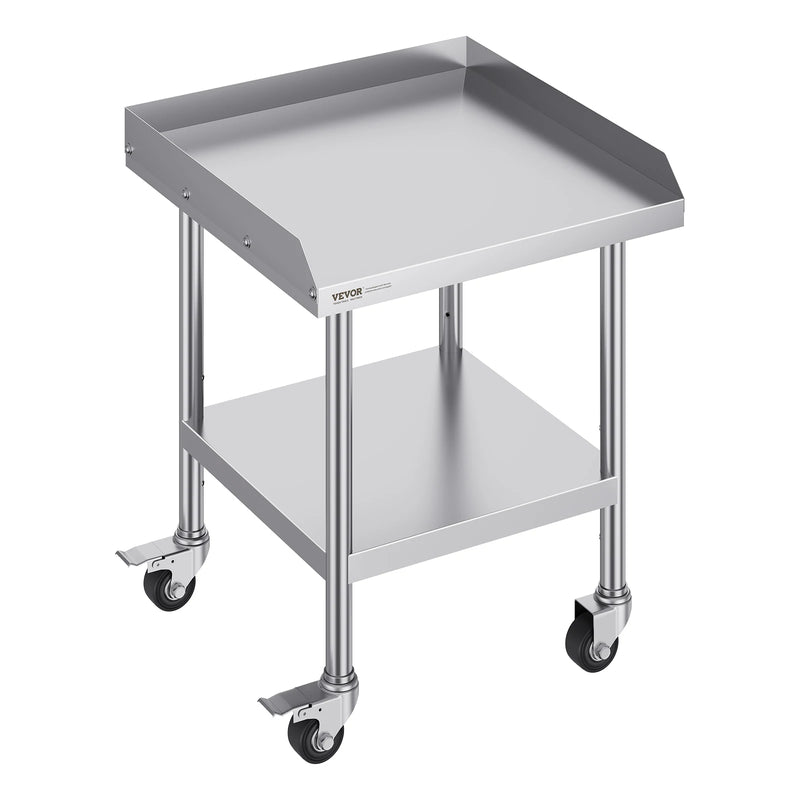 SucceBuy Stainless Steel Work Table Commercial Food Prep Worktable with 4 Wheels Heavy Duty Prep Worktable for Restaurant Home Amocart