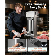 Load image into Gallery viewer, Amocart Electric Sausage Stuffer Stepless Speed Control Foot Pedal Stainless Steel Heavy Duty Sausage Filler w/4 Stuffing Tubes
