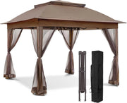 Load image into Gallery viewer, Customizable 13x13 Pop Up Gazebo with Mesh Netting,  Easy Set up Outdoor Gazebo Easy Up Screened Canopy for Patio and Backyard
