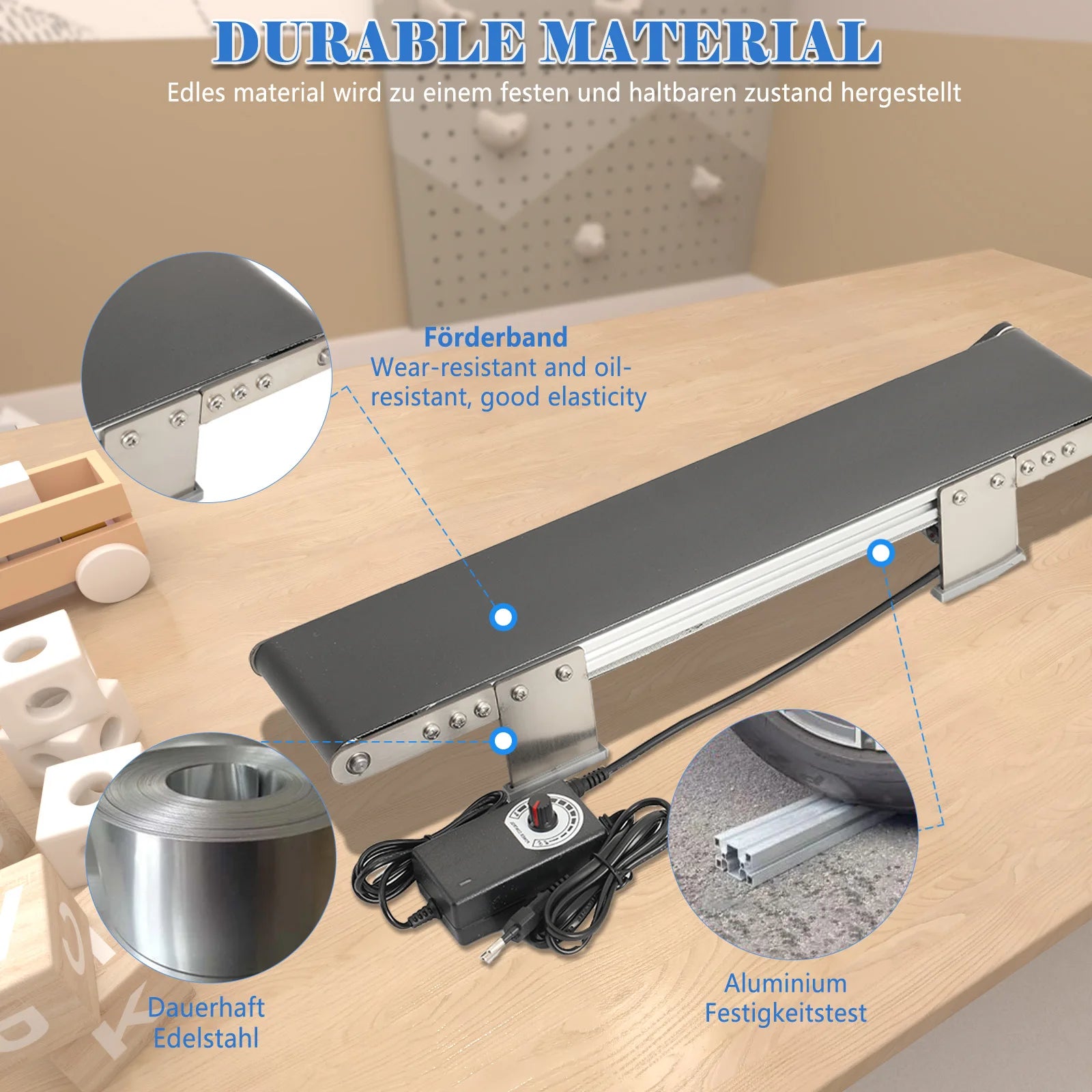 Mini Metal Desktop Conveyor Belt AC 100-240V DC 12V Electric Production Line Cargo Lane Friction Experiment Teaching Equipment