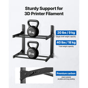 Bild in Galerie-Viewer laden, SucceBuy 2-Tier Wall Mount Printer Filament Storage Rack with Wheels Rolling Filament Spool Holders for 3D Printing Studio
