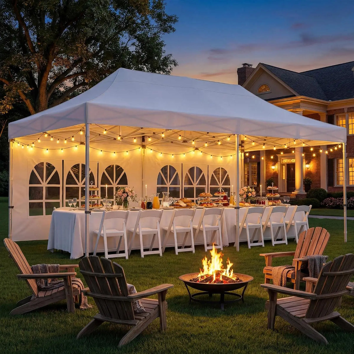10x20 Pop Up Party Tent, Heavy Duty Waterproof Canopy with Removable Sidewalls & Roll-Up Door, Large White Event, Customized Amocart