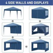 Load image into Gallery viewer, 10x10 FT Pop Up Canopy Tent with 4 Sidewalls, Blue 210D Waterproof Oxford Folding Gazebo, 2 Doors &amp; 2 Windows, Powder Coated Steel Frame Outdoor Shade Shelter with Carry Bag for Market Camping Events
