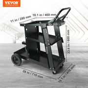 Load image into Gallery viewer, SucceBuy Welding Cart 3-Tier Welder Cart with Swivel Wheels Safety Chains Rolling Tank Storage for Plasma Cutter Welding Machine - AMOCART
