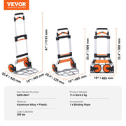 Load image into Gallery viewer, SucceBuy 275/309 lbs Folding Hand Truck Portable Unity Cart Dolly with Telescoping Handle and Binding Rope for Moving Warehouse
