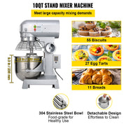 Load image into Gallery viewer, SucceBuy Commercial Food Mixer 10Qt 450W 3 Speeds Adjustable 110/178/390 RPM Heavy Duty Stainless Steel Whisk Beater Premium
