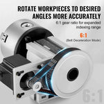 Amocart Dividing Head K11-100mm 3Jaw Chuck 2.6"/65mm Center Height MT2 Tailstock 6:1 Gear Ratio Universal for Milling Engraving