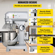 Load image into Gallery viewer, SucceBuy Commercial Food Mixer 10Qt 450W 3 Speeds Adjustable 110/178/390 RPM Heavy Duty Stainless Steel Whisk Beater Premium
