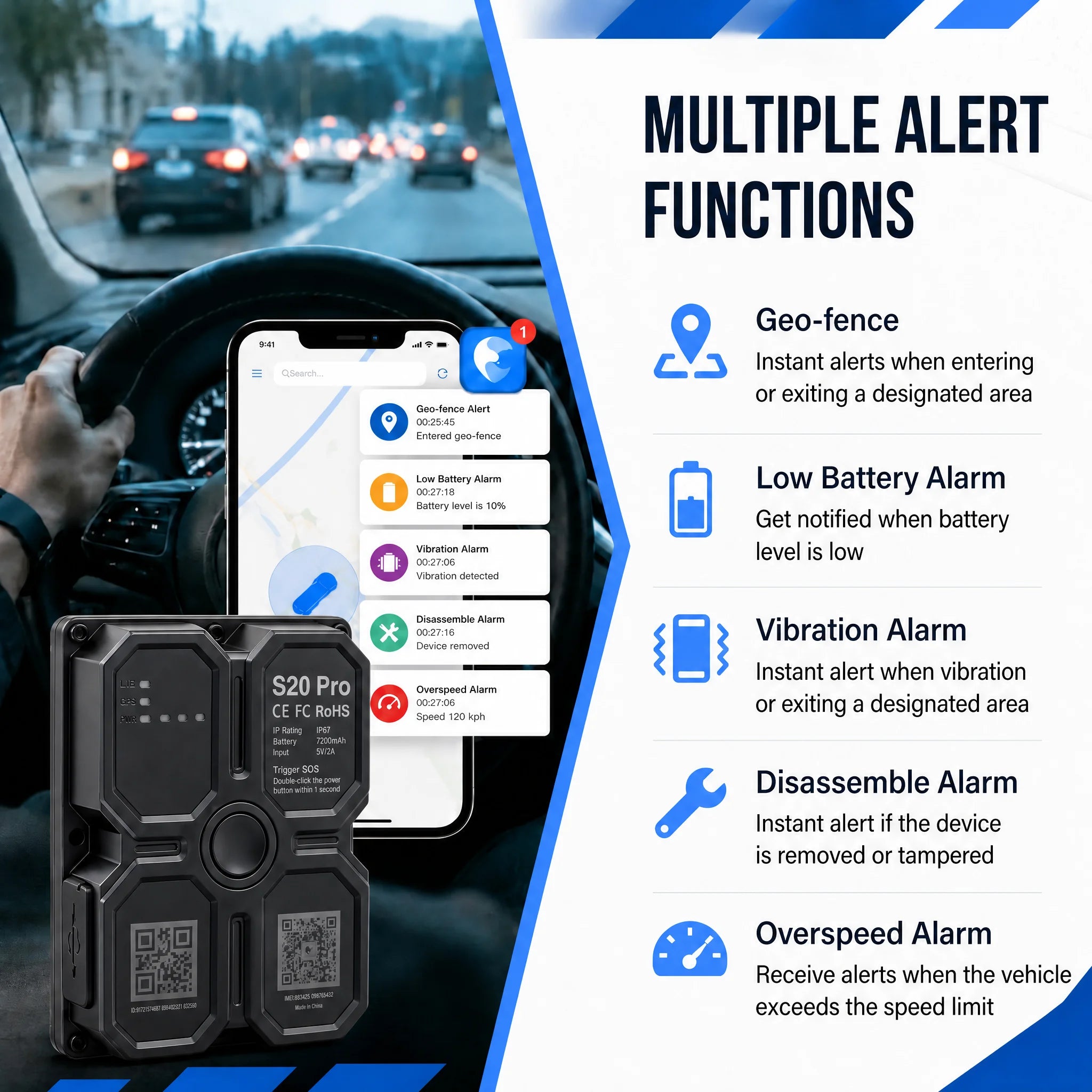 4G GPS Tracker Car Tracker Magnet 7500mAh GPS Tracker 4G GPS Locator Waterproof Vehicle  Long Standby Battery Real Time Position