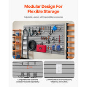 Charger l'image dans la visionneuse de galerie, Amocart 8x4ft White/Grey Slat Wall Paneling PVC Garage Slatwall with Accessories Adjustable Tool Storage Panel Fits for Display
