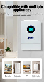ANENJI Split Phase 12KW 48V Hybrid Solar Inverter Parallel 4.2KW 24V Inverter Pure Sine 120V 220V On Grid MPPT 200A Solar Charger PV 500V