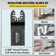 Load image into Gallery viewer, Amocart 100PCS Oscillating Saw Blades Quick Release Multitool Blades Kit HCS Tool Blades Cut Cutter for Wood Plastic Metal Nail

