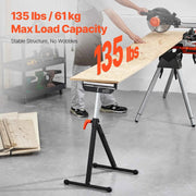Load image into Gallery viewer, SucceBuy Roller Stand 135lbs/250lbs LBC Adjustable Height with 11.5in Polished Steel Roller Head Woodworking Extension Support - AMOCART
