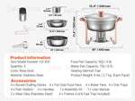 Amocart 4 Pack Chafing Dish Buffet Set Stainless Steel Chafer w/4 Full Size Pan Round Catering Warmer Server for Party Banquets