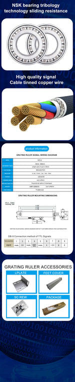 Ultra-accurate Dro NT800 3 Axis Kit AC90-260V & 50-1000mm Linear Glass Scale Encoder Digital  Ruler for Lathe Milling Machines