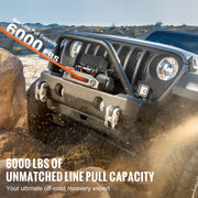 Load image into Gallery viewer, SucceBuy 6000lbs Electric Winch Car Truck Winch with 1/4 in 55 ft Synthetic Rope Wireless/Wired for Towing SUV Jeep Trailer Boat - AMOCART
