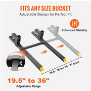 Load image into Gallery viewer, Amocart 43" Clamp on Pallet Forks 2000lbs Tractor Bucket Forks Heavy Duty Pallet Forks for Tractor Attachment Skid Steer
