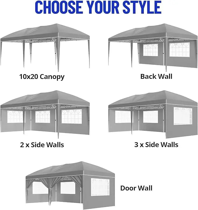 10*10FT Heavy Duty Pop Up Canopy Tent with Sidewalls Easy Up Commercial Outdoor Wedding Party Tent for Parties All Season Waterproof Gazebo with Storage Bagx