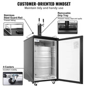 Load image into Gallery viewer, SucceBuy 152L Stainless Steel Beer Kegerator Draft Beer Dispenser Adjustable Faucet Regulator Keg Refrigerator Dual Tap for Home
