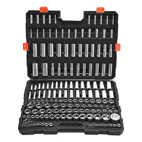 Amocart Socket Set 3/8 & 1/4 & 1/2 in Drive Socket Tool Set SAE and Metric Chrome Plated CR-V Alloy Steel for Automotive Repair