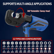 Load image into Gallery viewer, EZ-300 EZ-400 Electric Hydraulic Plier w Battery Handheld Rechargeable Cable Copper Aluminum Terminal Crimping Tool &amp; 12Set Mold
