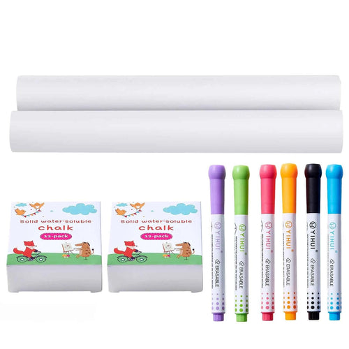 Amocart 32PCS Kids Drawing Board Painting Accessories with Chalks Dry-Erase Markers & Paper Kit for Desktop/Standing Art Easel