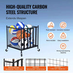 Amocart Rolling Sports Ball Storage Cart Sport Equipment for Indoor Outdoor Steel Storage Rack for Garages Gym and Schools