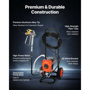 Load image into Gallery viewer, SucceBuy Stand Airless Paint Sprayer High Pressure Sprayer with Cart Cleaning Brush Hose Extension Rod Nozzles Paint Machine
