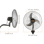 SucceBuy 4 Sizes Wall-Mount Misting Fan 3-speed IP44 Oscillating Wall Fan Max. 9500 CFM Wall Mounted Fan for Home Summer