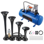 Amocart Train Horns Kit 4 Trumpet Air Horn Kit 150dB Train Horns 12V Air Compressor with 3/6/10L Tank, for Pickup Trucks Train