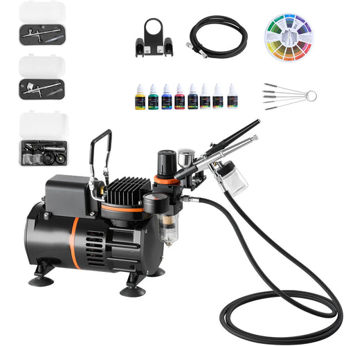 SucceBuy Airbrush Kit, Air Brush Kit with Air Compressor 3 Dual-Action Professional Airbrushes with 3 Tips for Cake Decorating