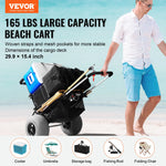 SucceBuy Beach Dolly with Big Wheels for Sand 29.9"x15.4"/15.4"x15.7" Cargo Deck 10-12" Balloon / Solid Wheel Folding Sand Cart