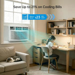 8000 BTU Window AC, Cools 350 Sq.Ft, Ultra Quiet, Energy Saving, LED Display & Remote, Custom