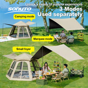 Load image into Gallery viewer, Automatic Pop Up Camping Tent with Awning Double Layer Sunproof Hexagonal Gazebo, Instant Setup Large Space Tourist Family Tent

